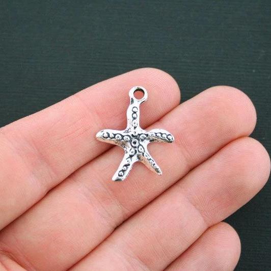 10 Starfish Antique Silver Tone Charms - SC4454