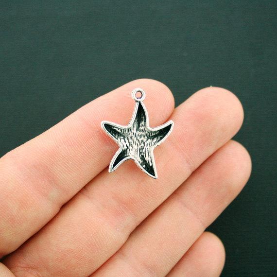 10 Starfish Antique Silver Tone Charms - SC6324