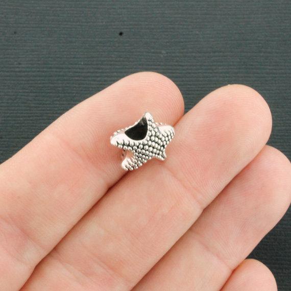 Starfish Spacer Beads 12mm x 12mm x 7mm - Silver Tone - 10 Beads - SC217