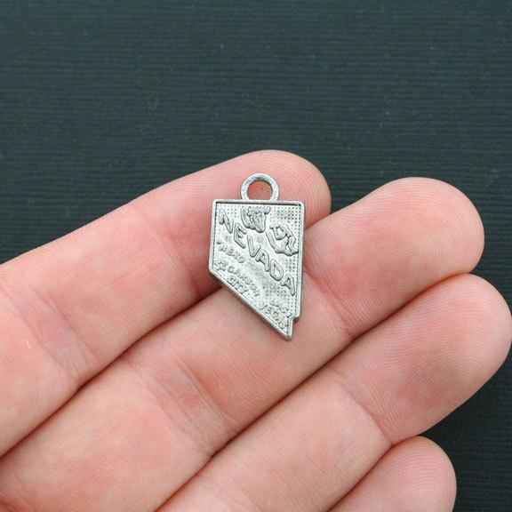 10 State of Nevada Antique Silver Tone Charms - SC4222