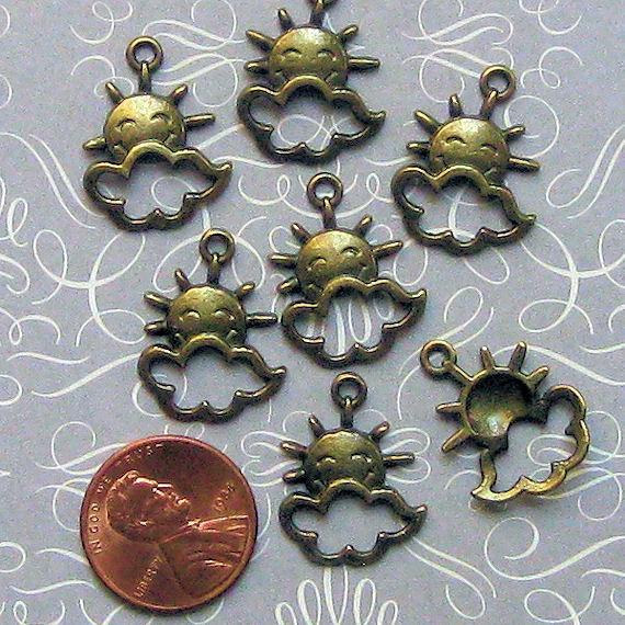 10 charmes de ton bronze antique soleil et nuages ​​- BC269