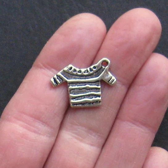 10 Sweater Antique Silver Tone Charms - SC491