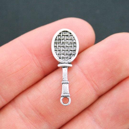 10 Tennis Racket Antique Silver Tone Charms - SC573