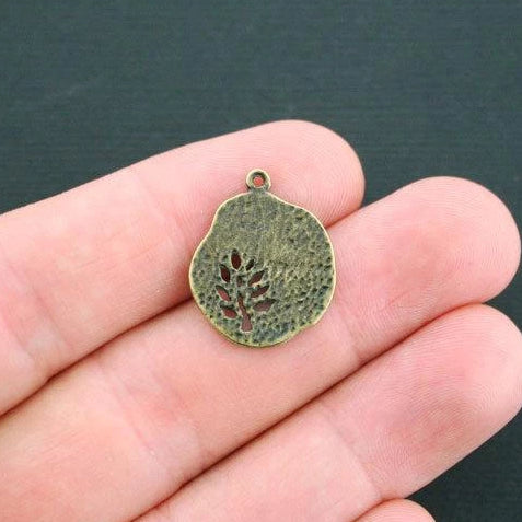 10 Tree Antique Bronze Tone Charms 2 Sided - BC904