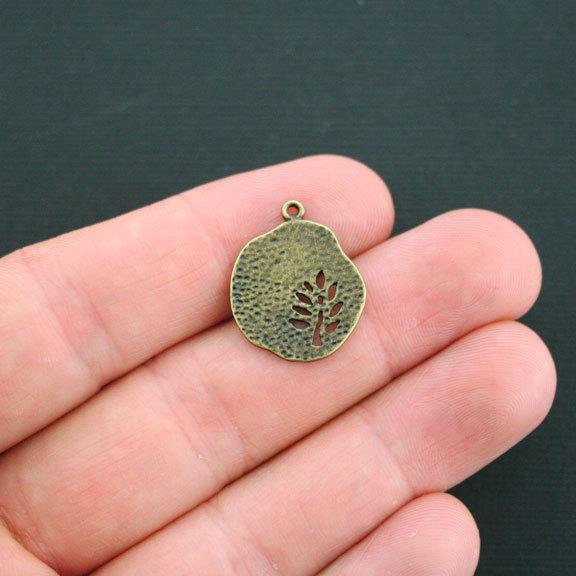 10 Tree Antique Bronze Tone Charms 2 Sided - BC904