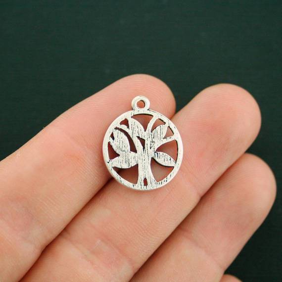 10 Tree of Life Antique Silver Tone Charms - SC2236