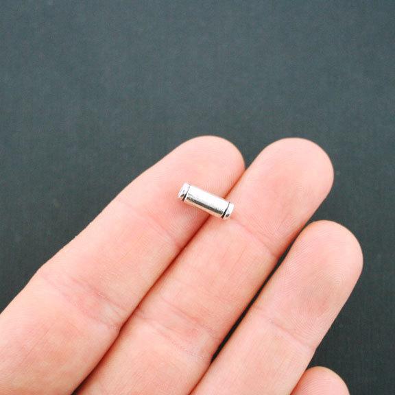 Tube Spacer Beads 12mm x 4mm - Silver Tone - 10 Beads - SC5418