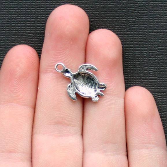 10 Turtle Antique Silver Tone Charms - SC2295