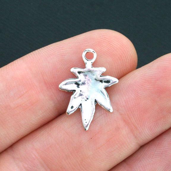 10 Weed Antique Silver Tone Charms - SC3975