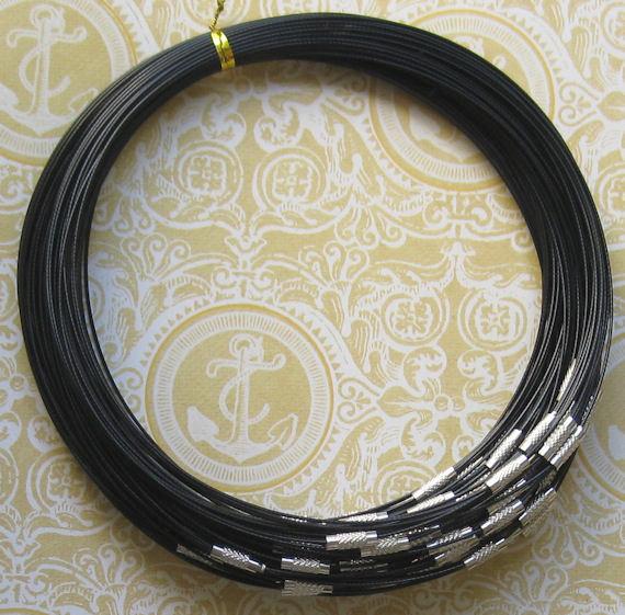 Black Steel Wire Bangle Chokers - 140mm - 10 Chokers - Z393