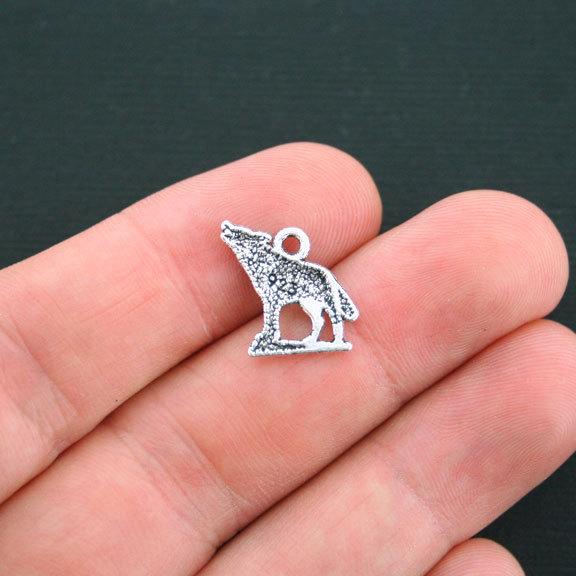 10 Wolf Antique Silver Tone Charms - SC4179