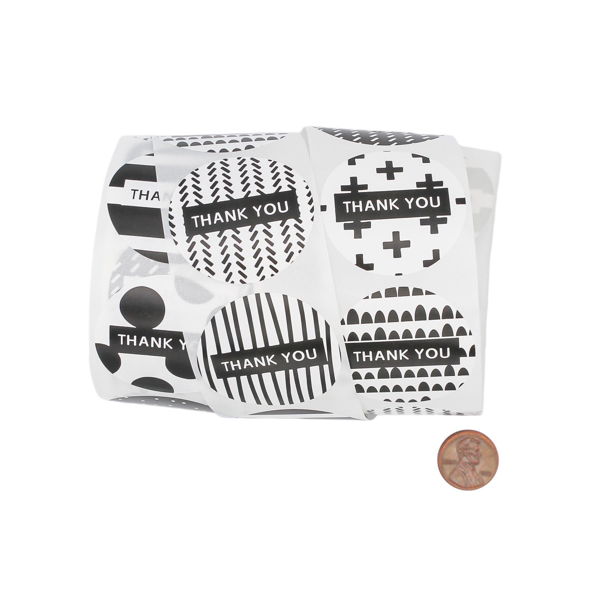 100 étiquettes-cadeaux en papier auto-adhésives de remerciement noir et blanc assorties - TL161