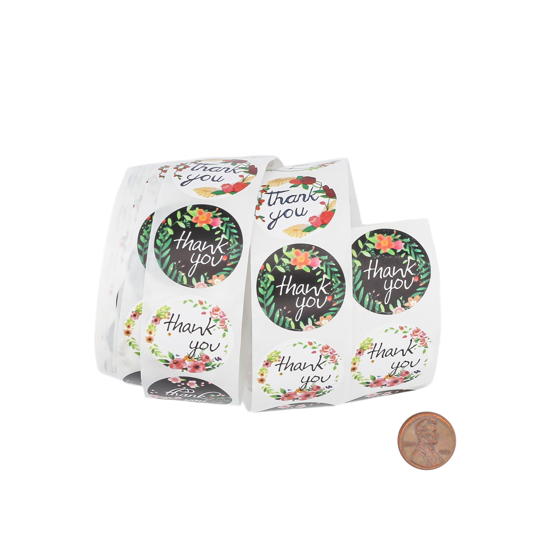 100 Assorted Floral Thank You Self-Adhesive Paper Gift Tags - TL159