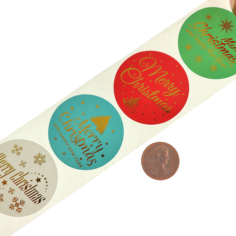 100 Assorted Merry Christmas Self-Adhesive Paper Gift Tags - TL266