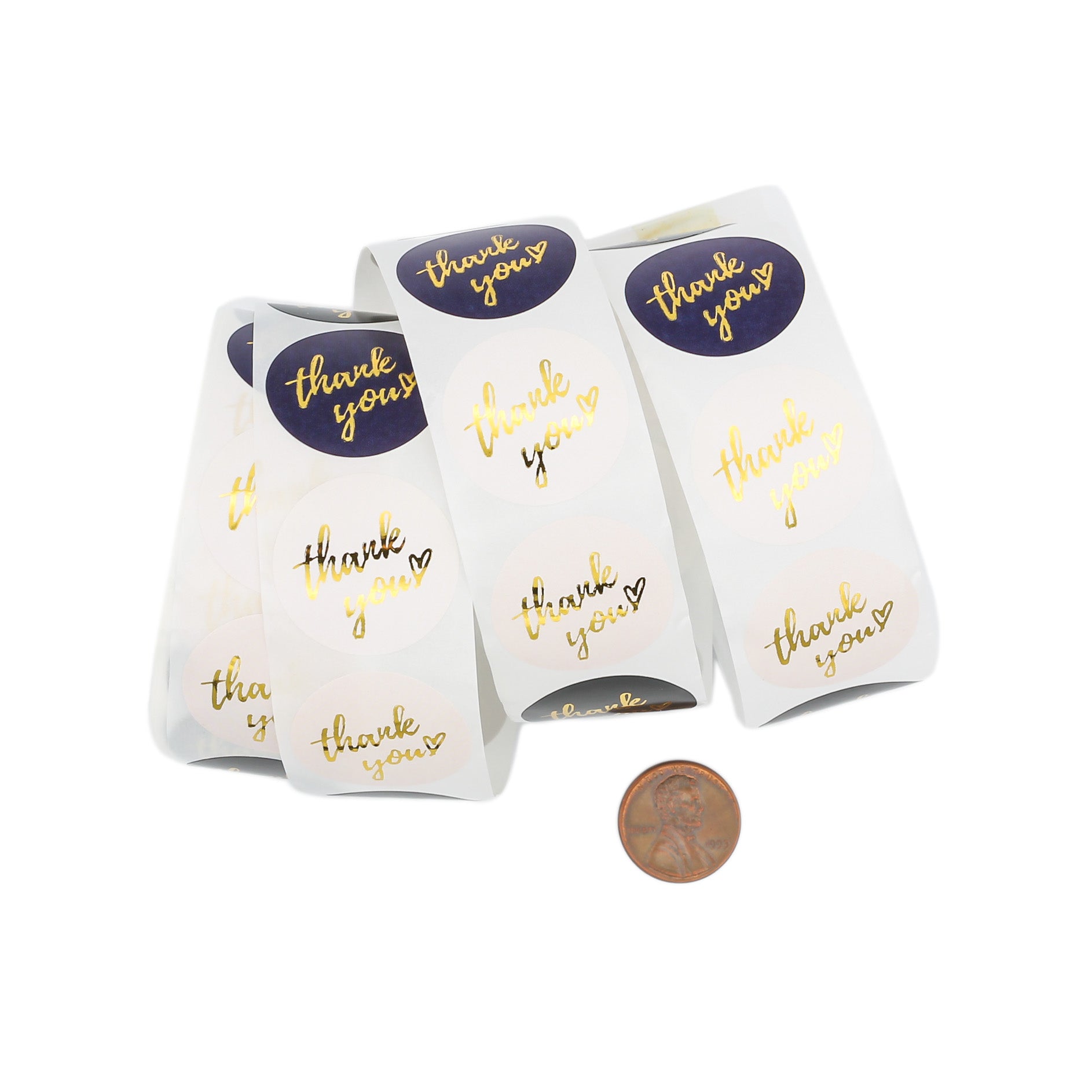100 étiquettes-cadeaux en papier auto-adhésives de remerciement métallisées assorties - TL160