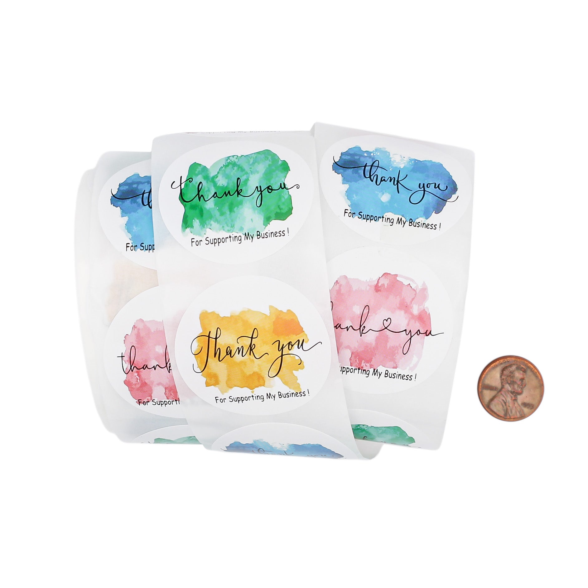 100 étiquettes-cadeaux en papier auto-adhésives de remerciement arc-en-ciel assorties - TL168