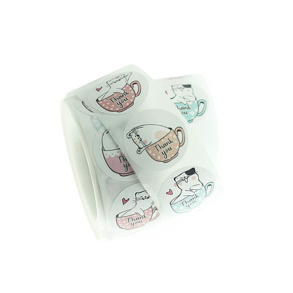 100 Cat Thank You Self-Adhesive Paper Gift Tags - TL204