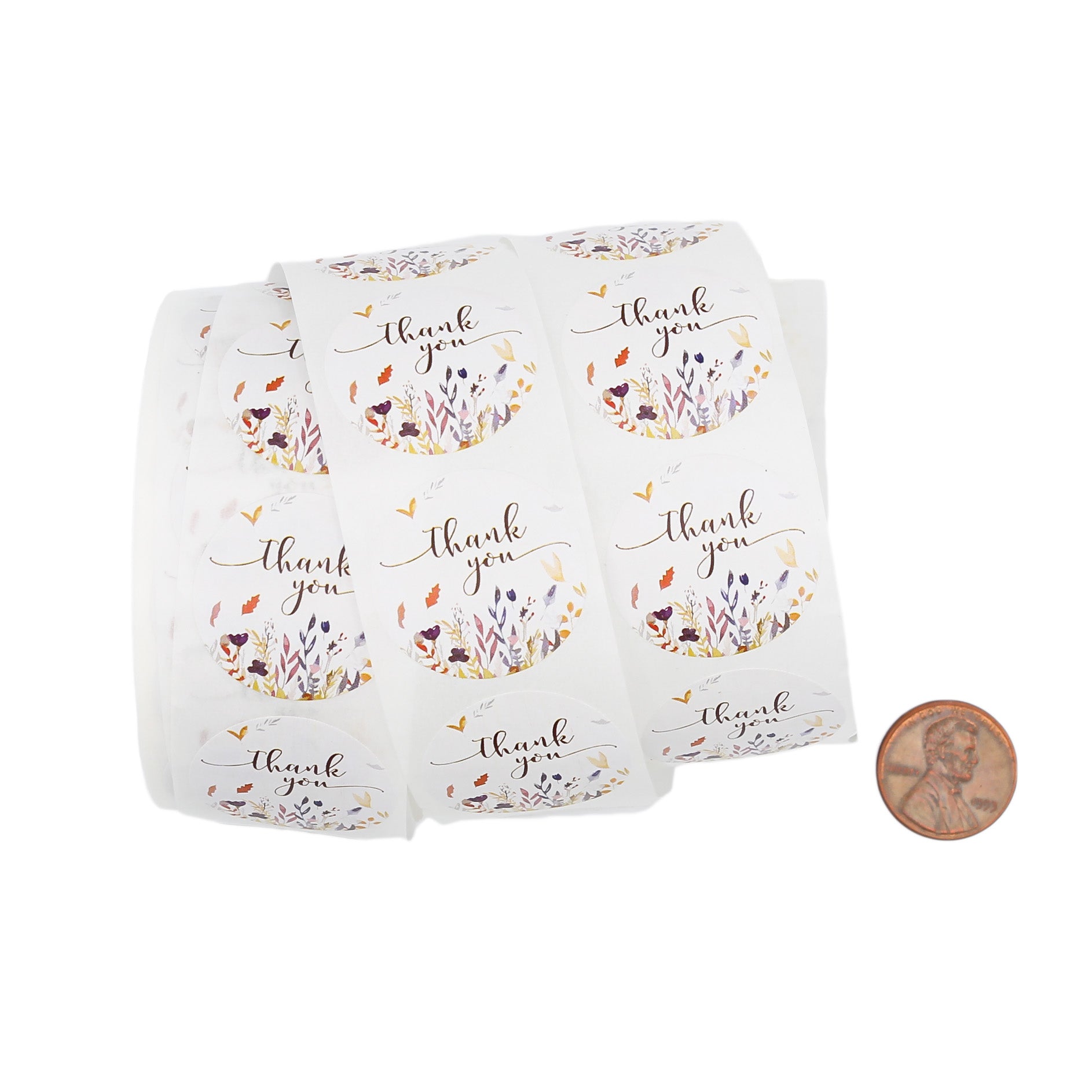 100 Floral Thank You Self-Adhesive Paper Gift Tags - TL153