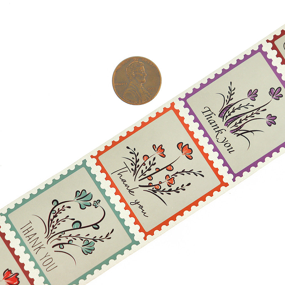 100 étiquettes-cadeaux en papier autocollantes de remerciement floral - TL219