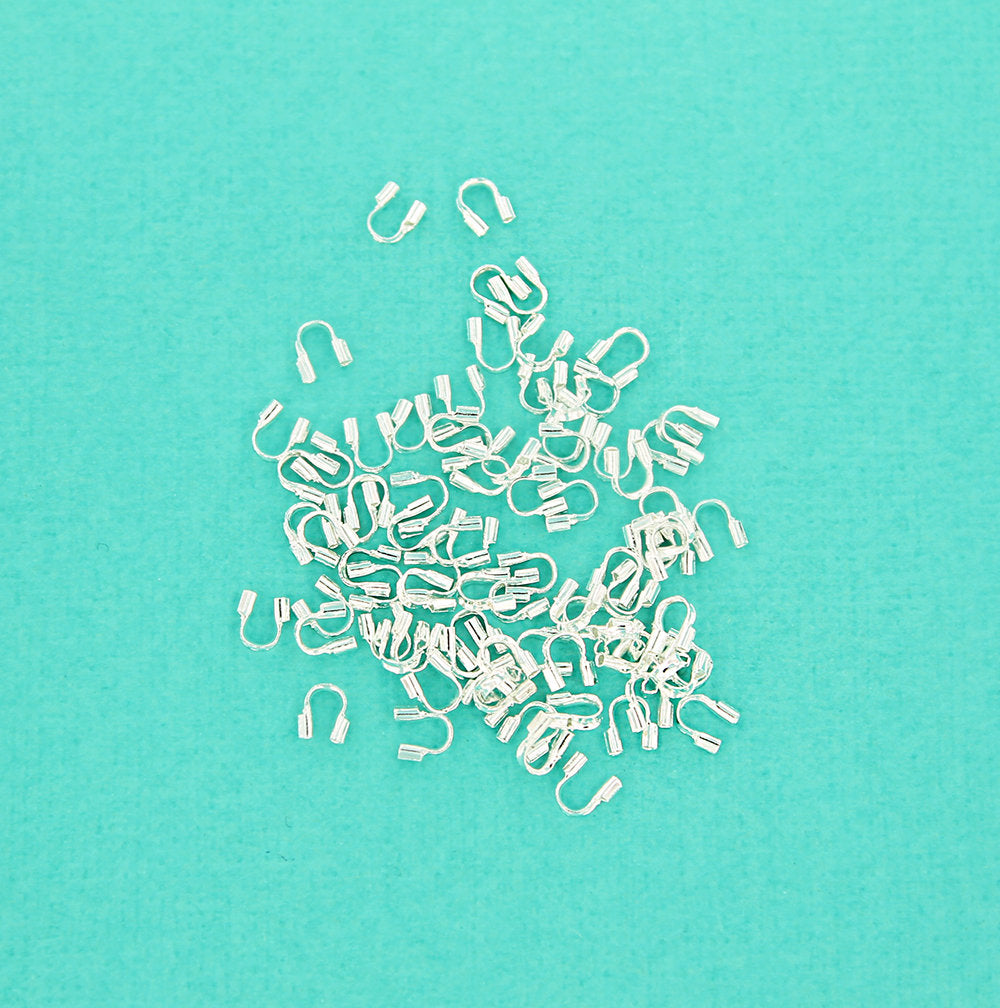 100 Wire Protectors Silver Tone Plated Copper 4mm Wire Guardian - Z499