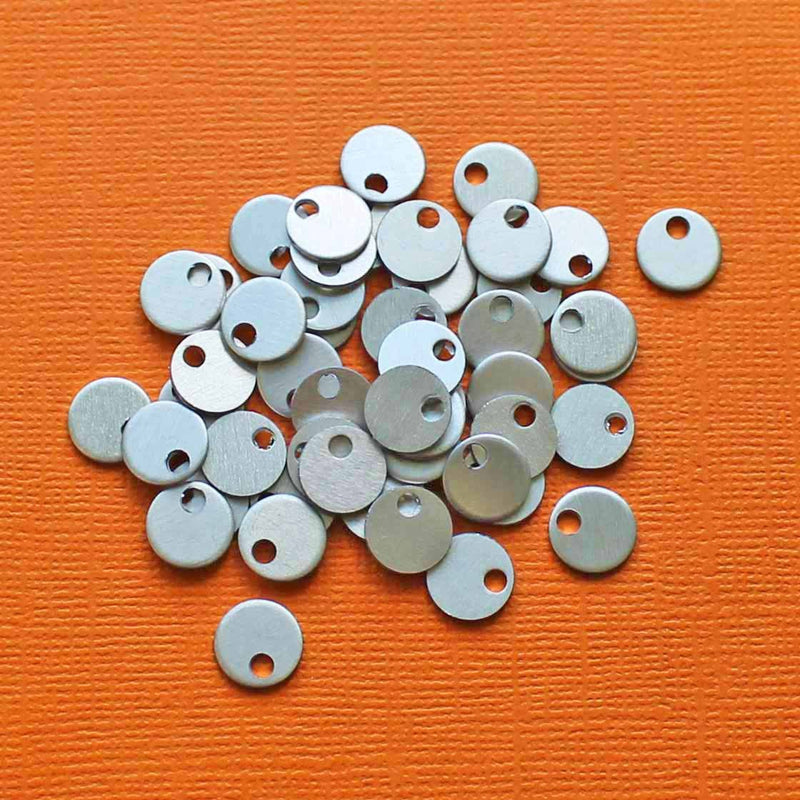 Circle Stamping Blanks - Champagne Tone Aluminum - 8.9mm - 100 Tags - MT328