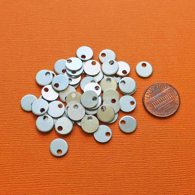 Circle Stamping Blanks - Champagne Tone Aluminum - 8.9mm - 100 Tags - MT328