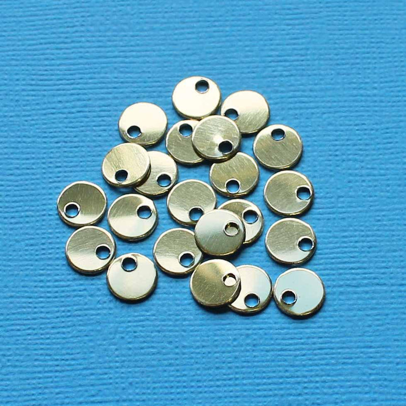 Circle Stamping Blanks - Mirror Gold Tone Aluminum - 8.9mm - 100 Tags - MT331