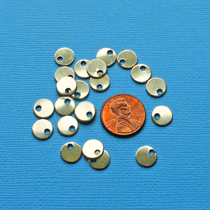 Circle Stamping Blanks - Mirror Gold Tone Aluminum - 8.9mm - 100 Tags - MT331
