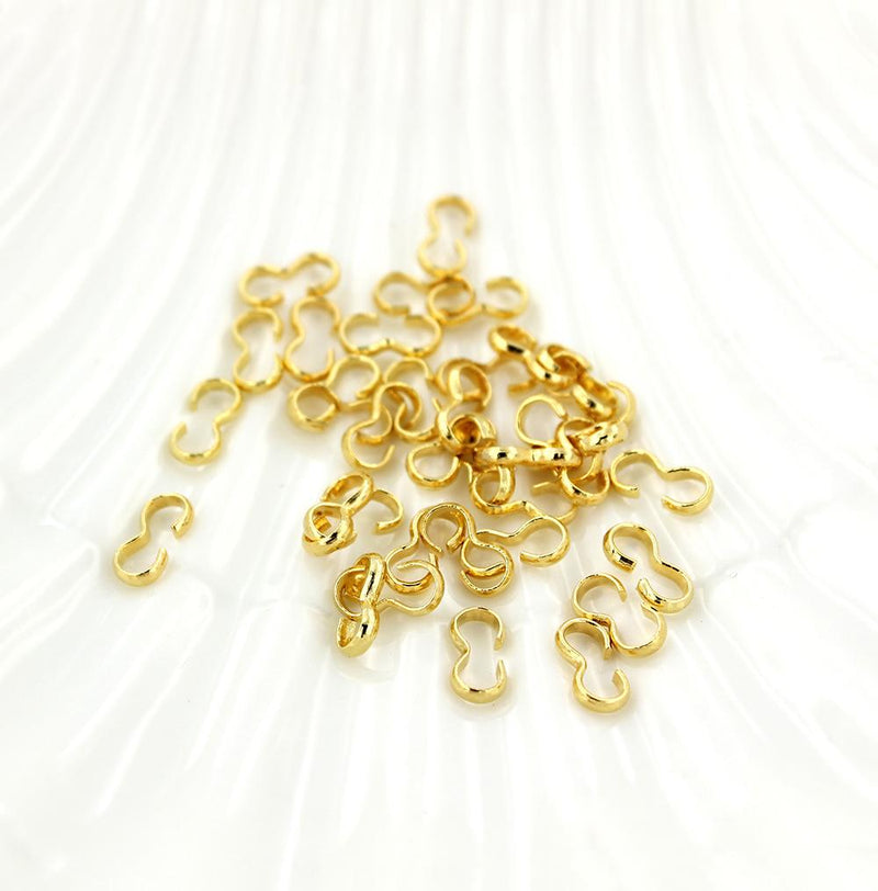 Gold Tone Crimp Connector Cord Ends - 9mm x 4mm - 100 Pieces - Z830