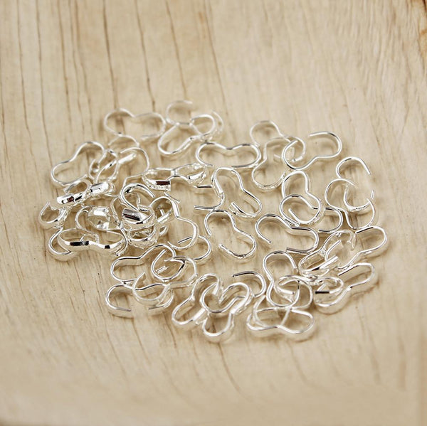 Silver Tone Crimp Connector Cord Ends - 9mm x 4mm - 100 Pieces - Z840