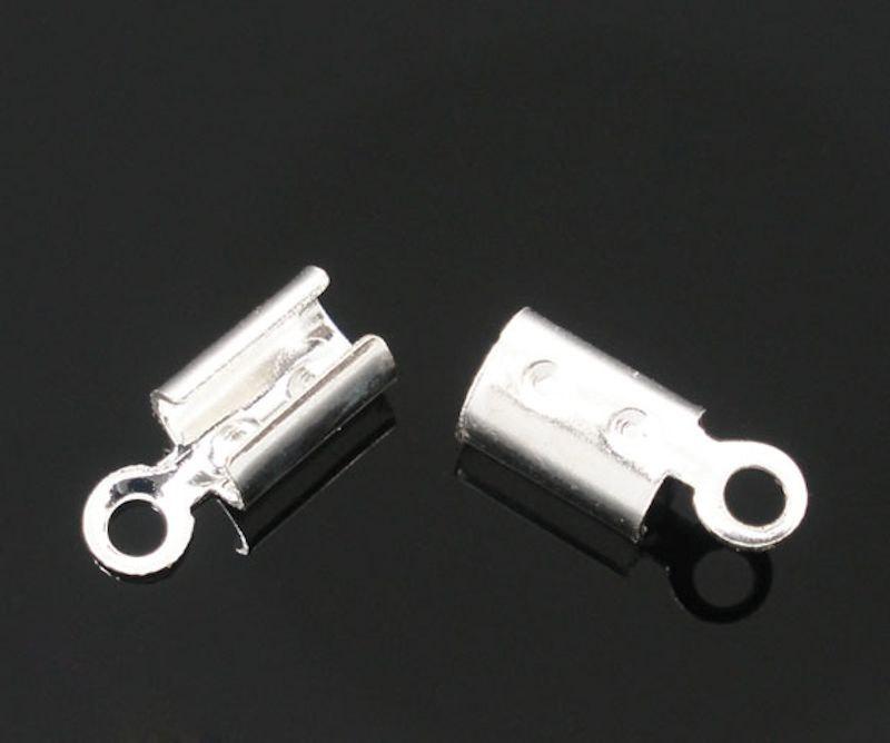 Embout de cordon argenté - 8 mm x 3 mm - 100 pièces - FD020