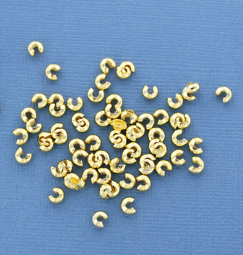 Couvercles de perles à écraser dorés - 5 mm ouverts, 4 mm fermés - 100 pièces - FD628