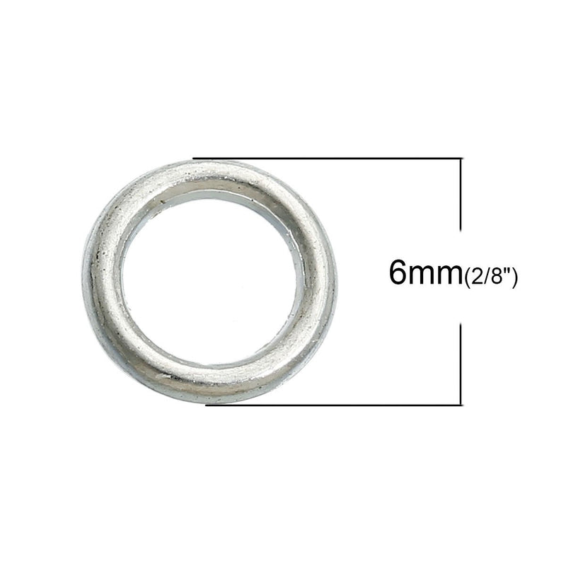 Silver Tone Jump Rings 6mm x 1.22mm - Closed 17 Gauge - 100 Rings - FD321