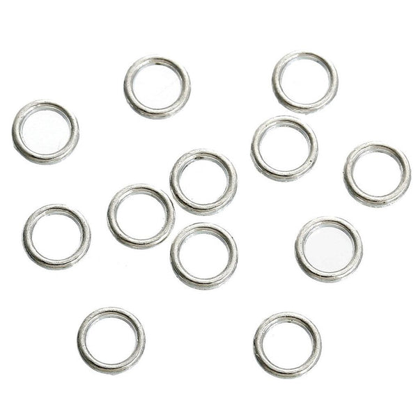 Silver Tone Jump Rings 6mm x 1.22mm - Closed 17 Gauge - 100 Rings - FD321