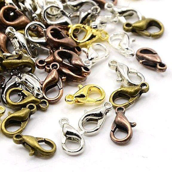 Assorted Tone Lobster Clasps 12mm x 7mm - 100 Clasps - FD101