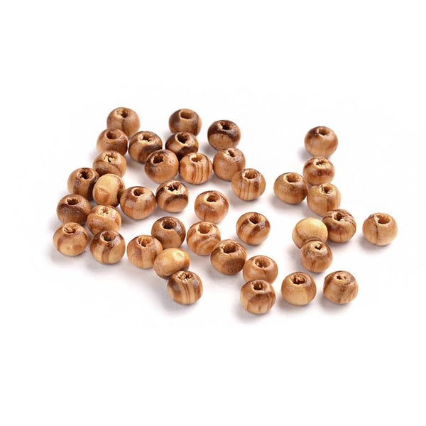 Perles rondes en bois naturel 6,5 mm - 100 perles - BD506