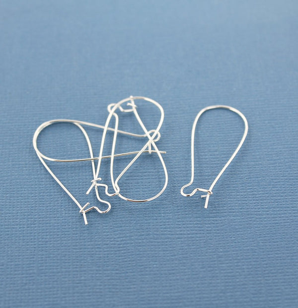 Silver Tone Earrings - Kidney Style Hooks - 16mm x 38mm - 100 Pieces 50 Pairs - Z495