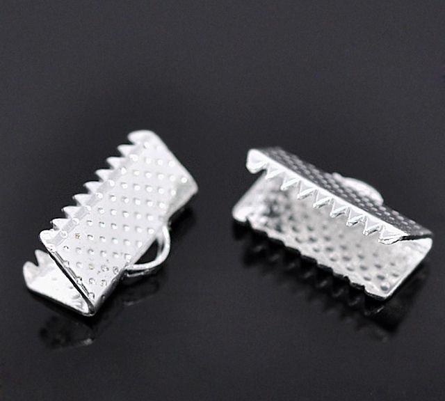 Embouts de ruban argenté - 13 mm x 8 mm - 100 pièces - FD039