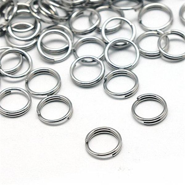 Silver Tone Split Rings 8mm x 1.4mm - Open 15 Gauge - 100 Rings - J043