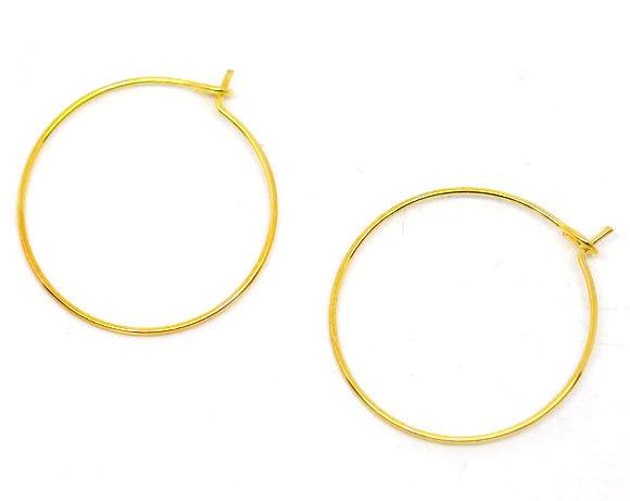 Gold Tone Earring Wires - Wine Charms Hoops - 25mm - 100 Pieces 50 Pairs - Z081