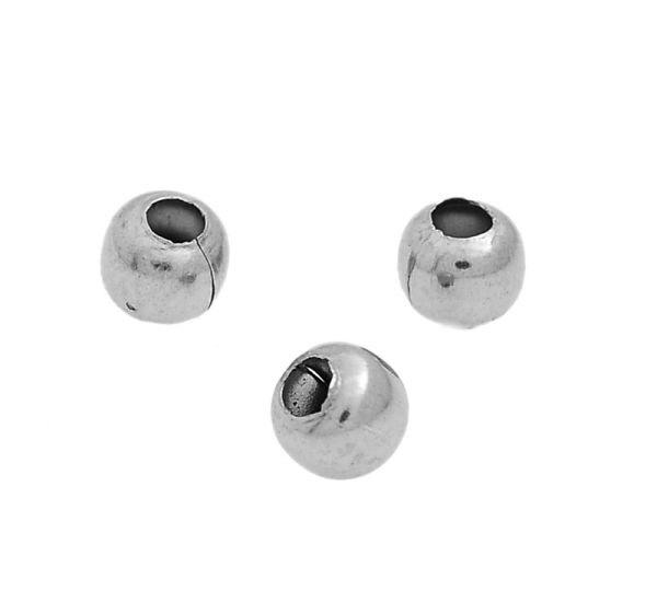 Round Spacer Beads 3mm x 3mm - Silver Tone - 1000 Beads - FD025