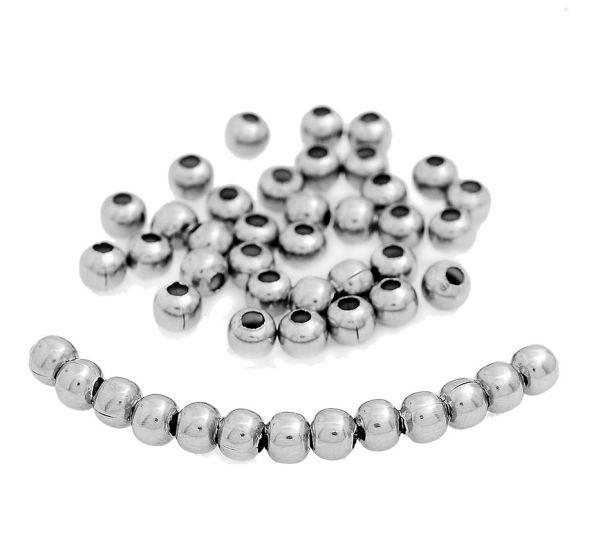Round Spacer Beads 3mm x 3mm - Silver Tone - 1000 Beads - FD025