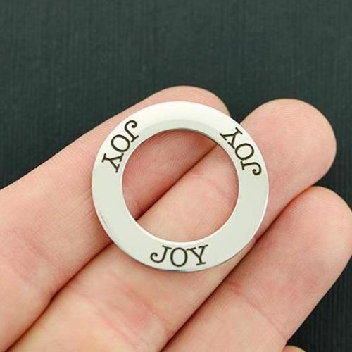 Joy Stainless Steel Affirmation Circle Charms - BFS021-1012