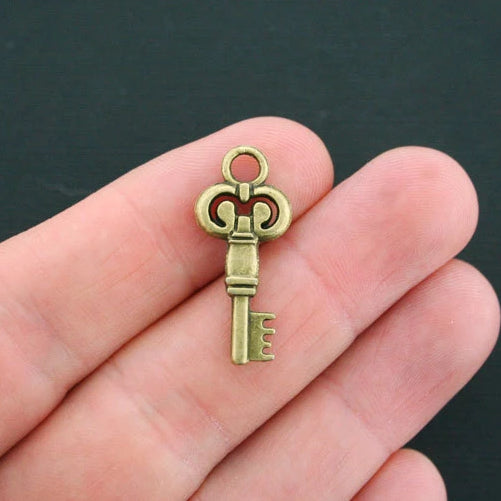 5 breloques de ton bronze antique clés 2 faces - BC463
