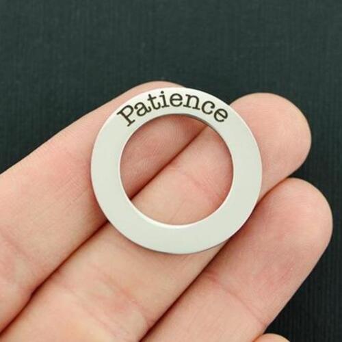 Patience Stainless Steel Affirmation Circle Charms - BFS021-1019