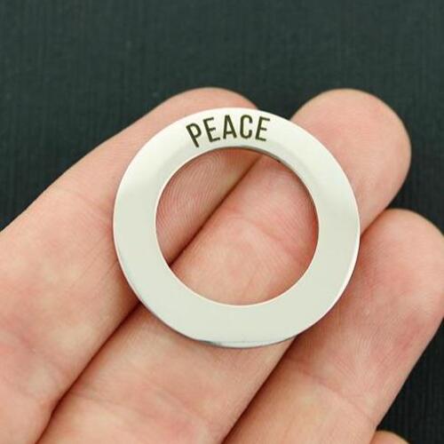 Peace Stainless Steel Affirmation Circle Charms - BFS021-1020