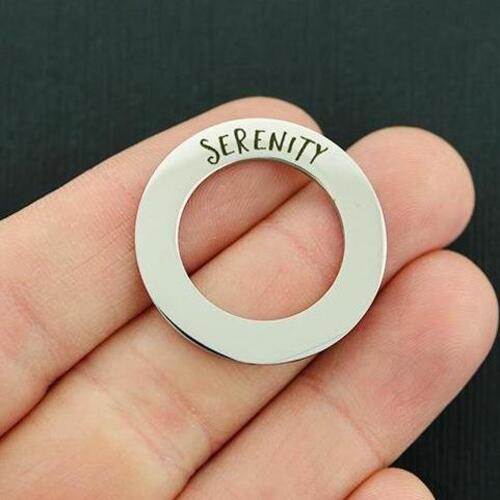 Serenity Stainless Steel Affirmation Circle Charms - BFS021-1025