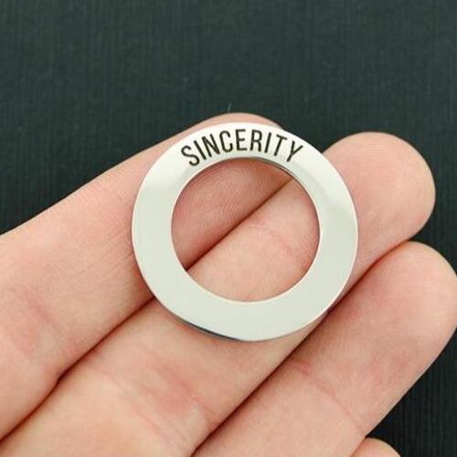 Sincerity Stainless Steel Affirmation Circle Charms - BFS021-1026
