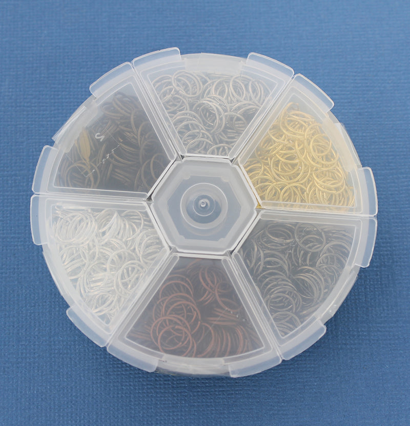 8mm Jump Rings with Six Assorted Finishes in Handy Storage Box - STARTER10