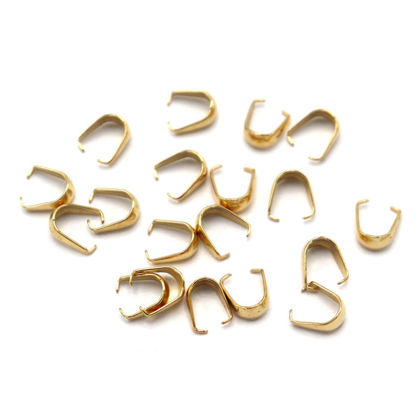 Gold Stainless Steel Pinch Bail - 8mm x 7.5mm - 6 Pieces - FD899